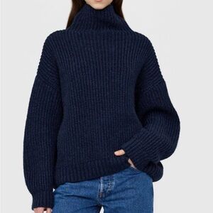 Anine Bing Navy Sydney Turtleneck Sweater